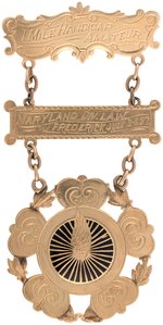 MARYLAND L.A.W. 1897 BADGE IN 14K GOLD FOR "1 MILE HANDICAP/AMATEUR".