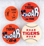 "TIGERS ROAR" FOUR PHOTO PLATE BUTTONS FROM THE MUCHINSKY BOOK.