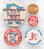 TWINS 1965 WORLD SERIES THREE PHOTO PLATE BUTTONS & TWO UNLISTED FROM MUCHINSKY.