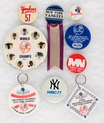 YANKEES SEVEN BUTTONS AND TWO PHONE MINUTE KEY FOBS UNLISTED IN MUCHINSKY.