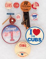 CUBS NINE UNLISTED AND ONE LISTED BUTTONS FROM THE MUCHINSKY COLLECTION.