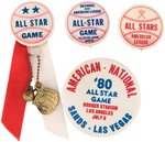 BASEBALL ALL-STAR GAMES FOUR BUTTONS FROM THE MUCHINSKY COLLECTION.