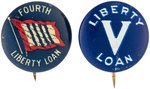 WORLD WAR I LIBERTY LOAN MATCHING SIGNS & BUTTONS PAIR.