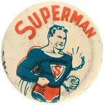 SUPERMAN'S FIRST EVER PIN-BACK BUTTON WITH ACTION COMICS AD ON REVERSE.