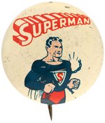 "READ SUPERMAN ACTION COMICS MAGAZINE" 1942 BUTTON WITH 3-D LOGO.