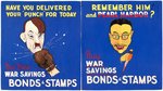 WORLD WAR II ANTI-AXIS "WAR SAVINGS BONDS & STAMPS SIGNS ORIGINAL ART LOT.