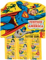 "JUSTICE LEAGUE OF AMERICA TATTOO GUM" FLEER COMPLETE SET OF TATTOOS WITH WRAPPERS & INSERT CARD.