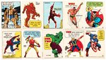 "MARVEL SUPER HERO STICKERS" PHILADELPHIA CHEWING GUM STICKER CARD SET OF 55 & WRAPPER TRIO.