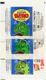 "MARVEL SUPER HERO STICKERS" PHILADELPHIA CHEWING GUM STICKER CARD SET OF 55 & WRAPPER TRIO.