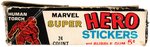 "MARVEL SUPER HERO STICKERS" PHILADELPHIA CHEWING GUM STICKER CARD DISPLAY BOX.