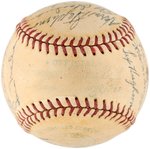 1949 BOSTON RED SOX TEAM-SIGNED BASEBALL WITH TED WILLIAMS SIGNED SWEET SPOT.