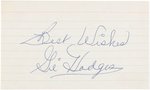 GIL HODGES SIGNED CARD.