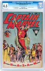 "CAPTAIN MARVEL ADVENTURES" #6 JANUARY 1942 CGC 4.5 VG+.