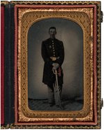 TINTYPE OF US CIVIL WAR UNION ARTILLERY OFFICER IN CASE.