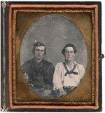 DAGUERREOTYPE OF 1850s US NAVY SAILORS IN CASE.