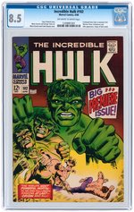 "INCREDIBLE HULK" #102 APRIL 1968 CGC 8.5 VF+.