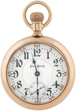 ILLINOIS WATCH CO. BUNN SPECIAL 21 JEWELS GOLD-FILLED OPEN FACE POCKET WATCH.