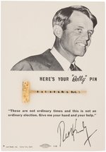 SCARCE ROBERT F. KENNEDY "BOBBY PIN" ON ORIGINAL CARD.