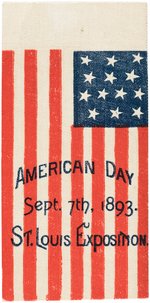 "AMERICA DAY" PARADE FLAG FROM "ST. LOUIS EXPOSITION" 1893 WORLD FAIR.