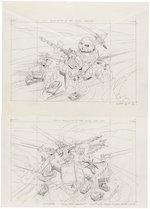 MICROMACHINES MILITARY PLAYSETS- PRELIMINARY PENCIL ORIGINAL ART FOR BOXES.