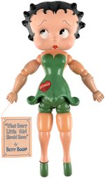 "BETTY BOOP" JOINTED WOOD & COMPOSITION DOLL (GREEN DRESS VARIETY) WITH RARE TAG/BOOKLET.