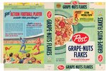 POST "GRAPE-NUTS FLAKES" FILE COPY CEREAL BOX FLAT & "ACTION FOOTBALL PLAYER" PREMIUMS.