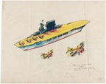 KELLOGG'S "HOWIE WING FREE GIFT SALE" SIGN & AIRCRAFT CARRIER LEXINGTON PROTOTYPE ORIGINAL ART PAIR.