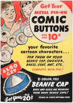 KELLOGG'S "PEP" COMIC CHARACTER PRELIMINARY"COMIC BUTTONS" & BEANIE CAP SIGN PROTOTYPE ORIGINAL ART.