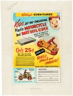 KELLOGG'S "MOTORCYCLE AND DARE-DEVIL RIDER" PREMIUM PROPOSAL & PROTOTYPE ORIGINAL ART LOT.