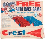 "CREST" TOOTHPASTE "AUTO RACE GAME" PREMIUM PACKAGE.