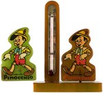 PINOCCHIO CATALIN PLASTIC THERMOMETER & PENCIL SHARPENER PAIR.