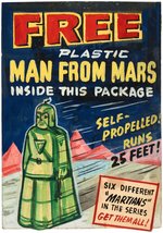 "MAN FROM MARS" PREMIUM SIGN & CEREAL BOX PANEL PROTOTYPE ORIGINAL ART PAIR.