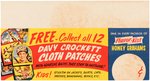 "DAVY CROCKETT CLOTH PATCHES" PROMOTIONAL FOLDER & SHELF SIGN.