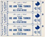 IKE AND TINA TURNER AND THEIR ALL STAR REVUE UNCUT SHEET OF TICKETS FOR 1965 CONCERT.