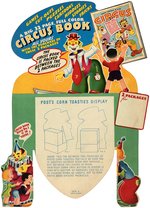 "POST'S CEREAL 3 RING CIRCUS" PREMIUM BOOK CEREAL BOX DISPLAY TOPPER.