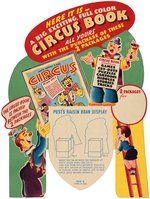 "POST'S CEREAL 3 RING CIRCUS" PREMIUM BOOK CEREAL BOX DISPLAY TOPPER.