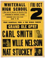 WILLIE NELSON "GRAND OLE OPRY" 1970 CONCERT POSTER SIGNED BY NAT STUCKEY.