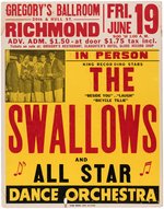 THE SWALLOWS 1953 GLOBE CONCERT POSTER.