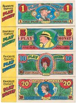 "FAVORITE COMICS PLAY MONEY" PREMIUM BOOKLETS PROTOTYPES WITH DICK TRACY, ORPHAN ANNIE & OTHERS.