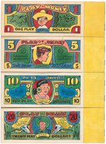 "FAVORITE COMICS PLAY MONEY" PREMIUM BOOKLETS PROTOTYPES WITH DICK TRACY, ORPHAN ANNIE & OTHERS.