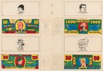 "FAVORITE COMICS PLAY MONEY" PREMIUM BOOKLETS PROTOTYPES WITH DICK TRACY, ORPHAN ANNIE & OTHERS.