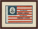 SUPERB STEPHEN DOUGLAS 1860 PORTRAIT FLAG HAKE #3004.
