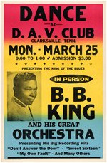 B.B. KING "DANCE AT D.A.V. CLUB" 1968 CONCERT POSTER.