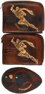 "SUPERMAN" PIONEER LEATHER WALLET PAIR & PATCH.