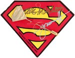 "SUPERMAN JEWELRY" SPINNING DISPLAY RACK & CARDED JEWELRY WITH SIGNATURES.