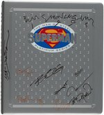 SKYBOX "THE MAN OF STEEL" PLATINUM SERIES EXTENSIVE SIGNED TRADING CARD SETS AND UNCUT SHEETS.