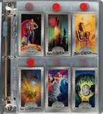 SKYBOX "THE MAN OF STEEL" PLATINUM SERIES EXTENSIVE SIGNED TRADING CARD SETS AND UNCUT SHEETS.