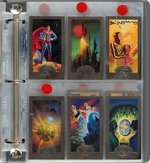 SKYBOX "THE MAN OF STEEL" PLATINUM SERIES EXTENSIVE SIGNED TRADING CARD SETS AND UNCUT SHEETS.