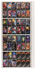 SKYBOX "THE MAN OF STEEL" PLATINUM SERIES EXTENSIVE SIGNED TRADING CARD SETS AND UNCUT SHEETS.