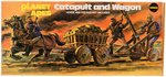 MEGO PLANET OF THE APES CATAPULT WITH WAGON AND THRONE BOXED PAIR.